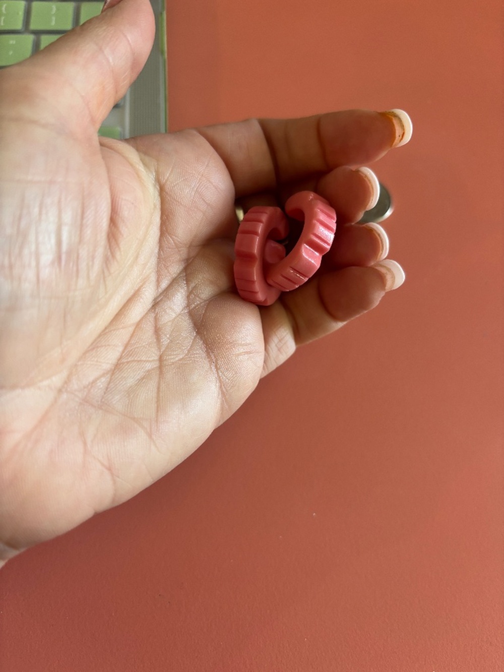 Pink plastic hoop texture earrings * accepting offers